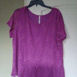 DARK PINK LINED LACE TOP BY LEO NICOLE SIZE XXL